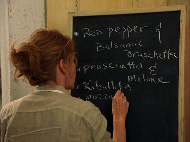 A person standing in front of a blackboard, with Diane Lane