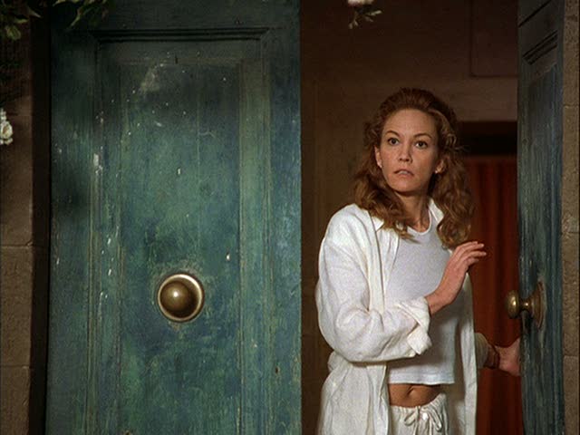 Diane Lane standing in front of a door