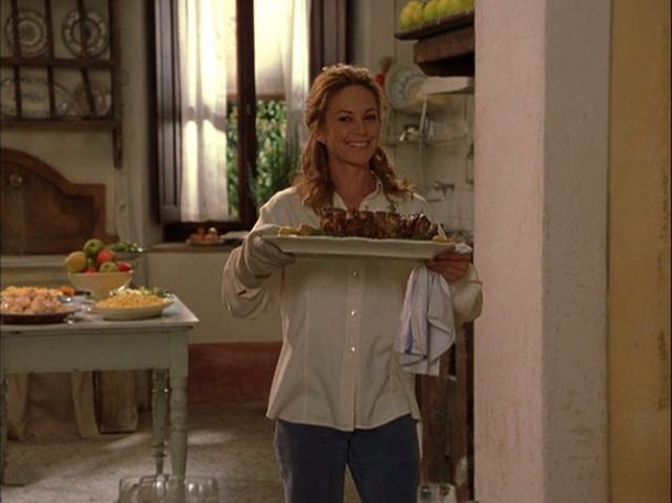 Diane Lane serving lunch to workers