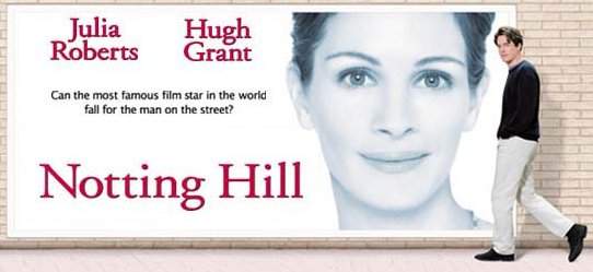 Notting Hill Movie Poster Julia Roberts Hugh Grant feat