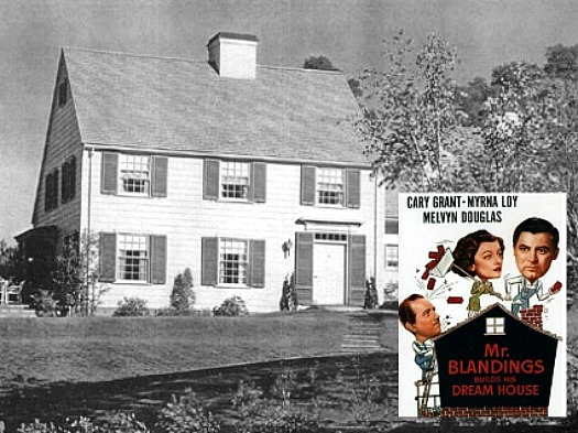 front exterior of Mr. Blandings\' dream house with movie poster inset