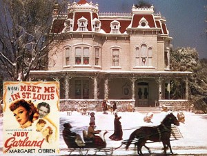 horse and sleigh running past the house from Meet Me in St Louis movie