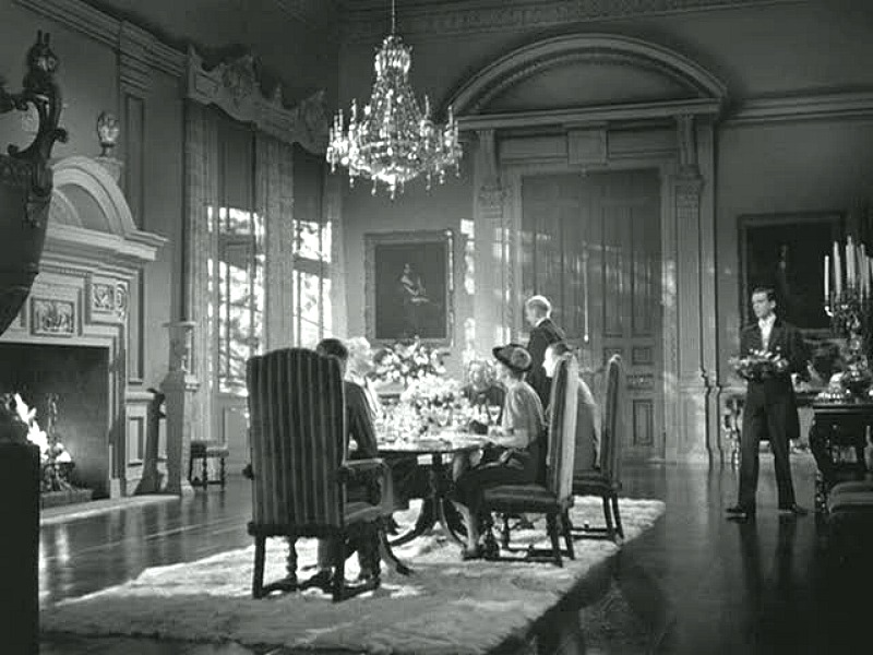 Rebecca movie Manderley dining room chanderlier