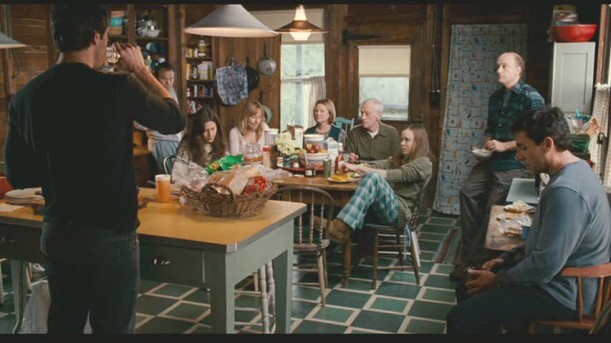 family gathered in the kitchen