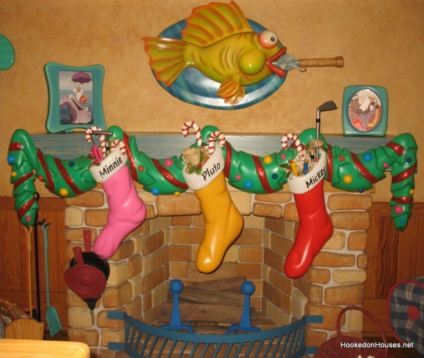 mantel decorated with stockings