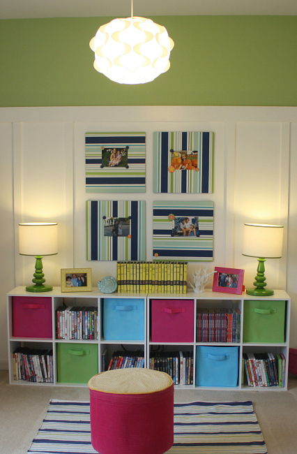 IKEA pendants Limeade paint board and batten playroom