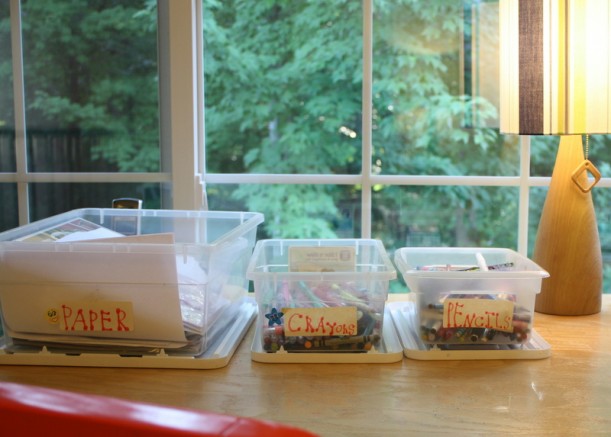 closeup of boxes on craft table