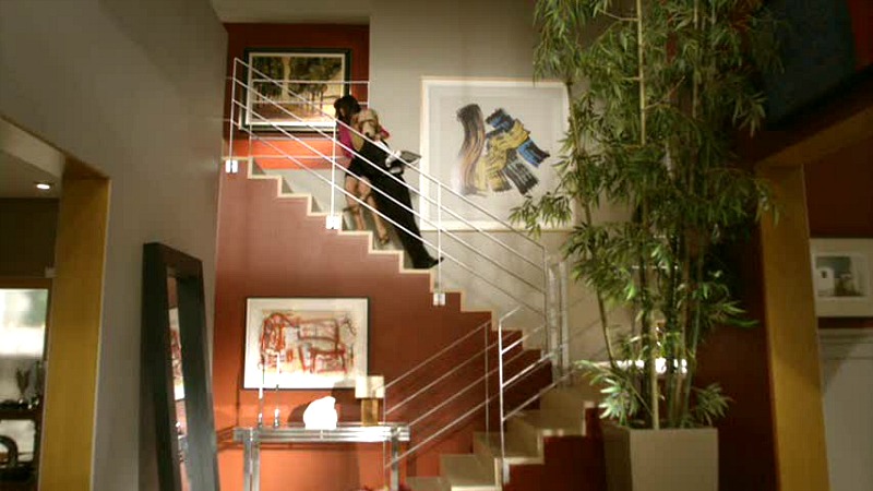 Modern Family Jay and Gloria's entry hall staircase in contemporary house