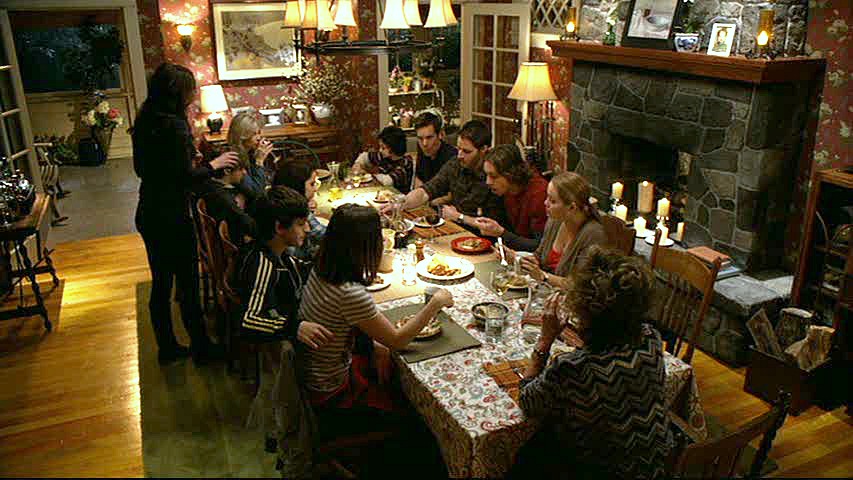 Parenthood-Braverman-dining room-stone fireplace