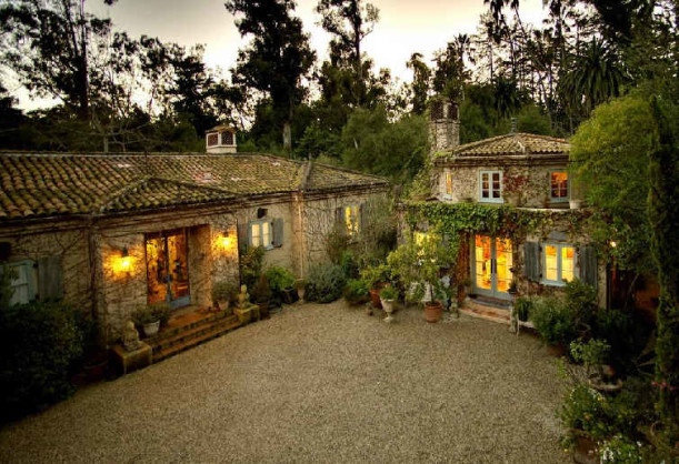 overhead view of Penelope Bianchi\'s house and guest house in Santa Barbara