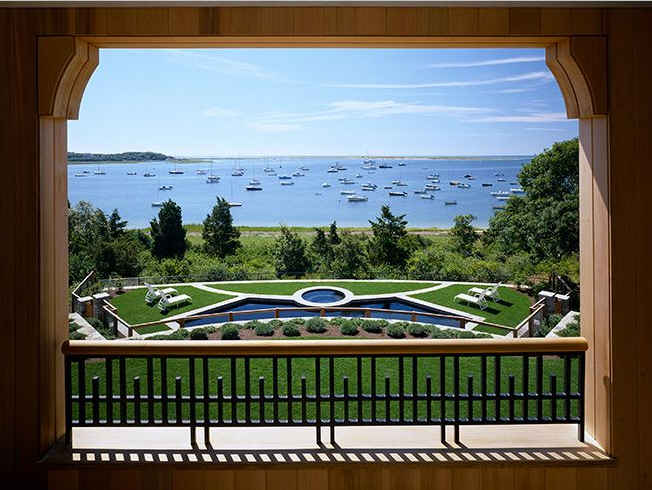 view from balcony of the pool and water