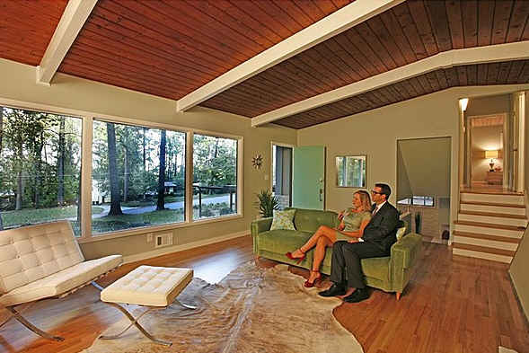 mid-century modern living room staged like "mad men"