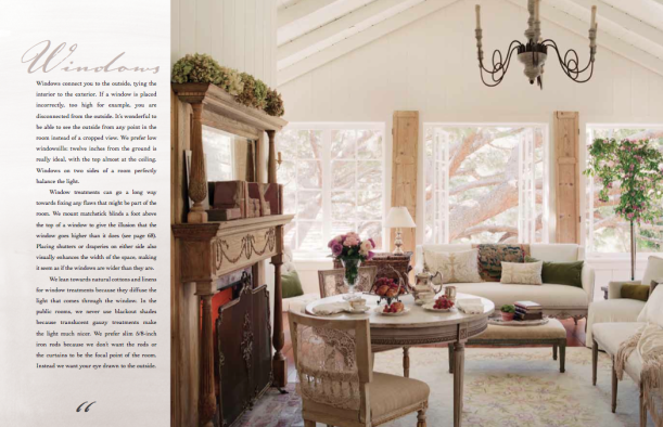 page from the book Patina Style of romantic bedroom with fireplace