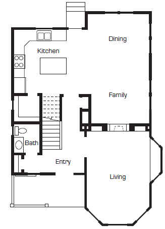 Up house floor plan by Bangerter Blders first floor