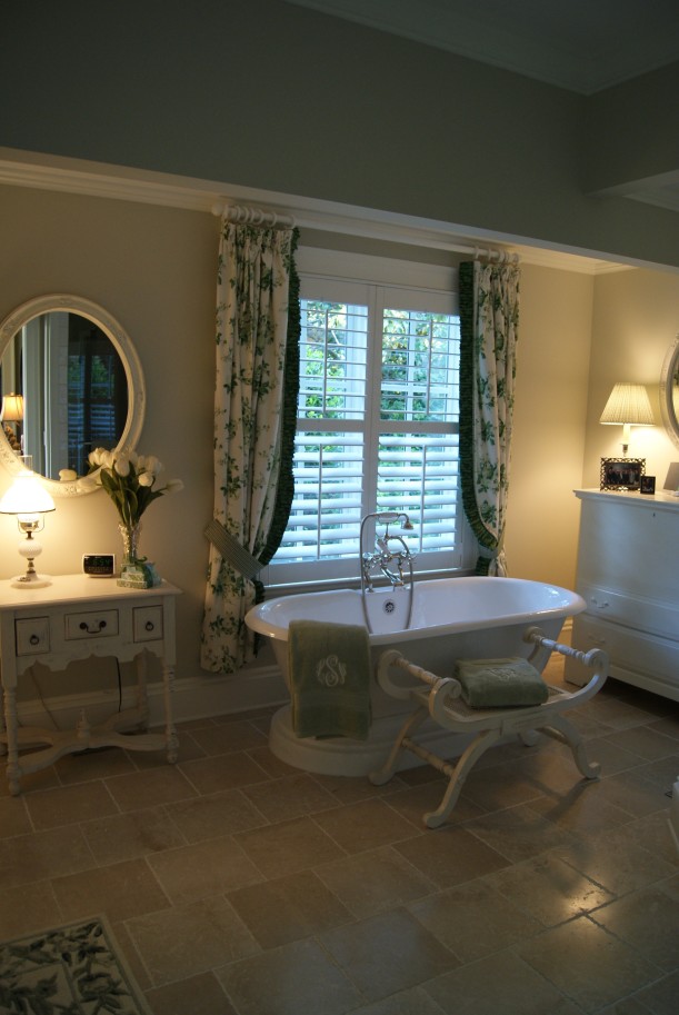 bathroom with freestanding tub