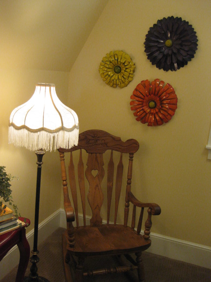 rocking chair in corner of bedroom