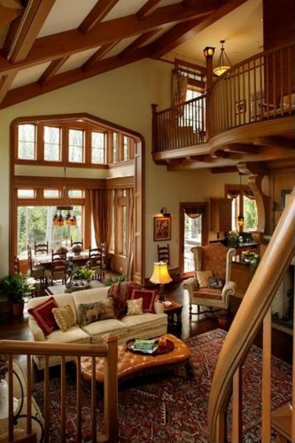 Andie MacDowell's House in two story living room Asheville NC