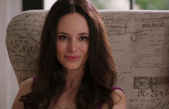 Madeleine Stowe sitting in Victoria\'s chair on Revenge