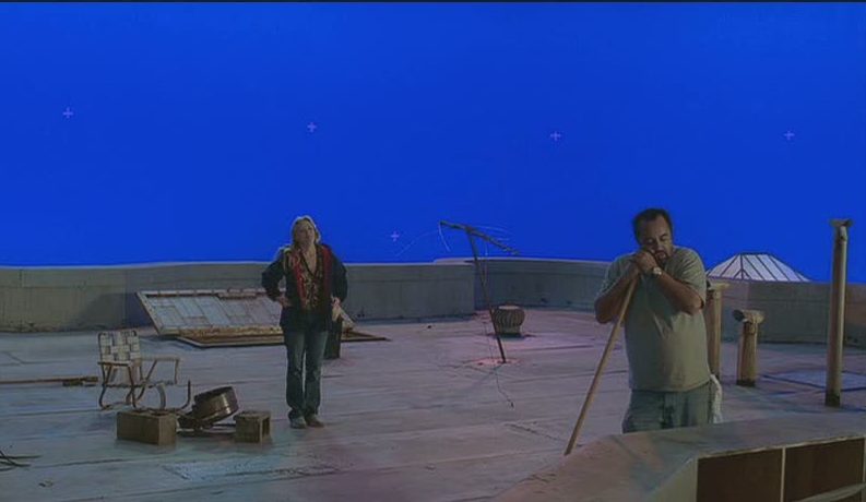 blue screen used for rooftop scenes in movie Just Like Heaven