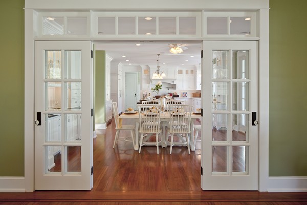 kitchen with white table and chairs