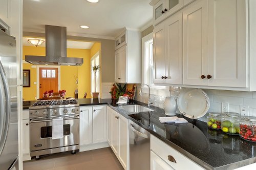 A modern kitchen with stainless steel appliances