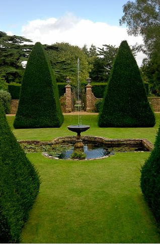 formal garden and fountain