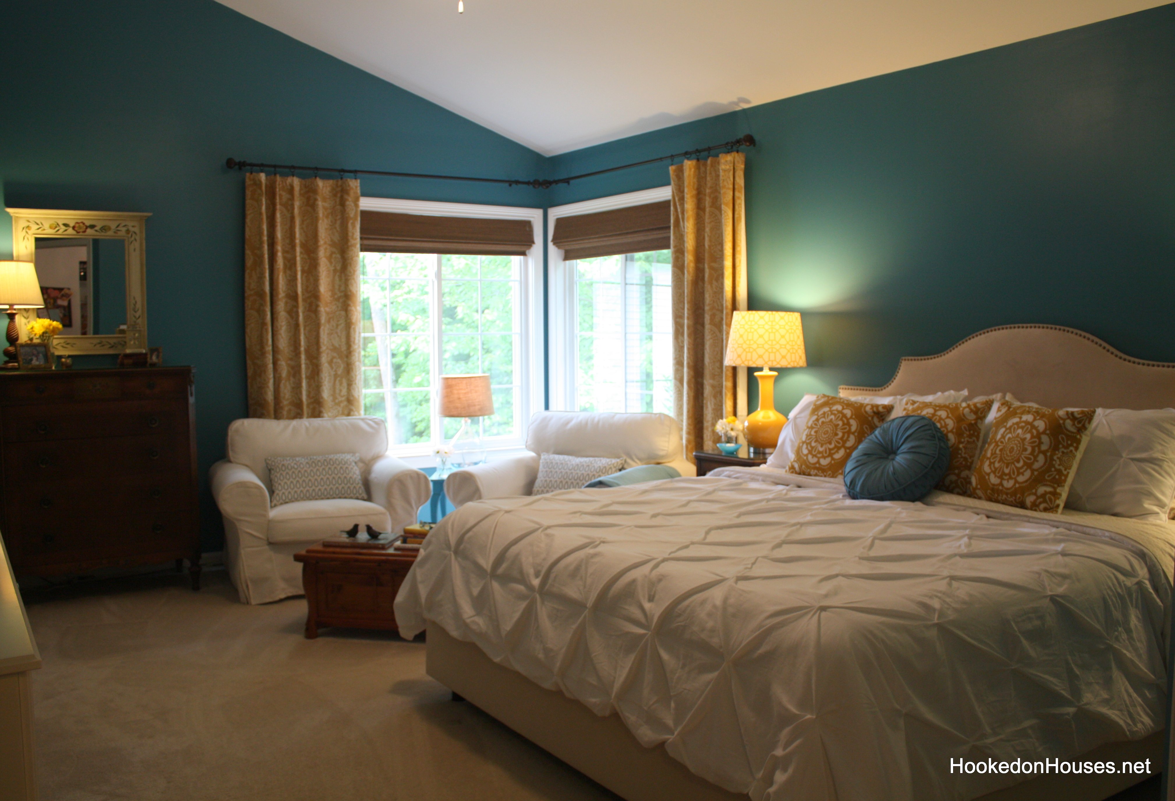 Master Bedroom after makeover-king bed - Hooked on Houses