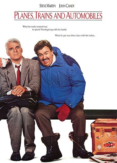 movie poster for Planes, Trains and Automobiles with Steve Martin and John Candy