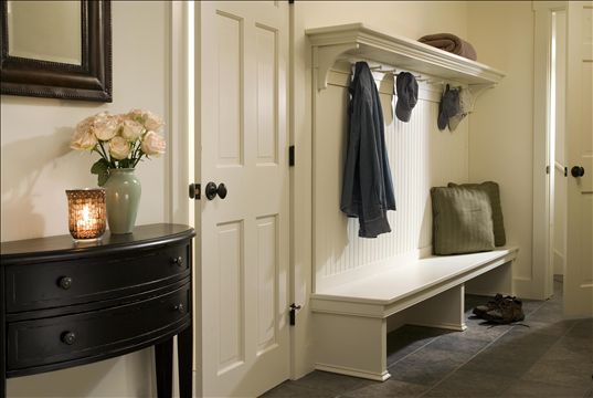 mudroom with bench and hooks for coats