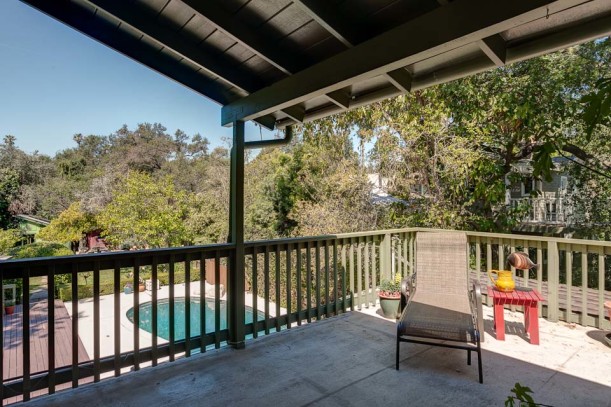 back deck overlooking the pool