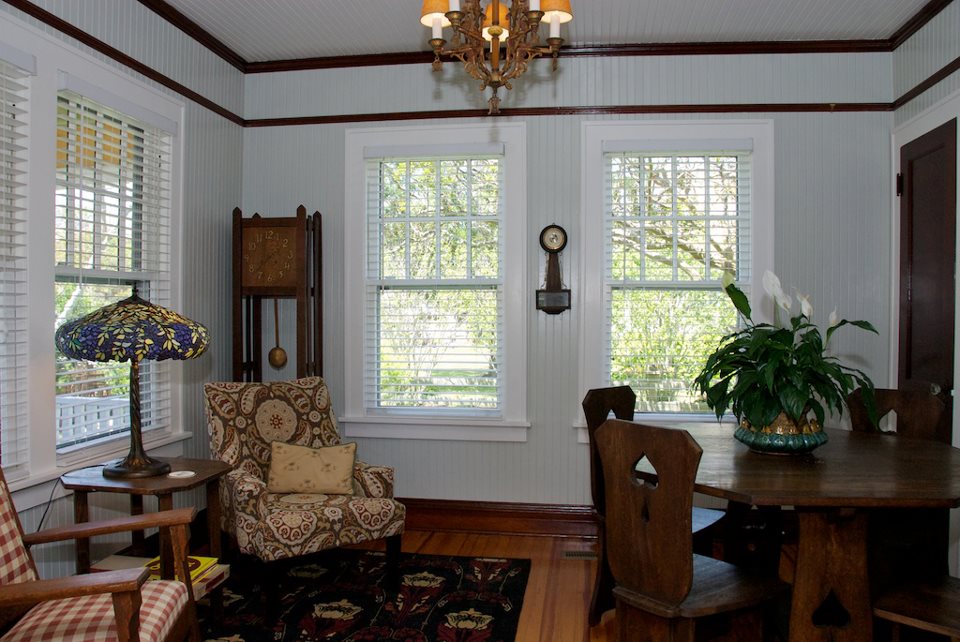 dining room with antique chairs