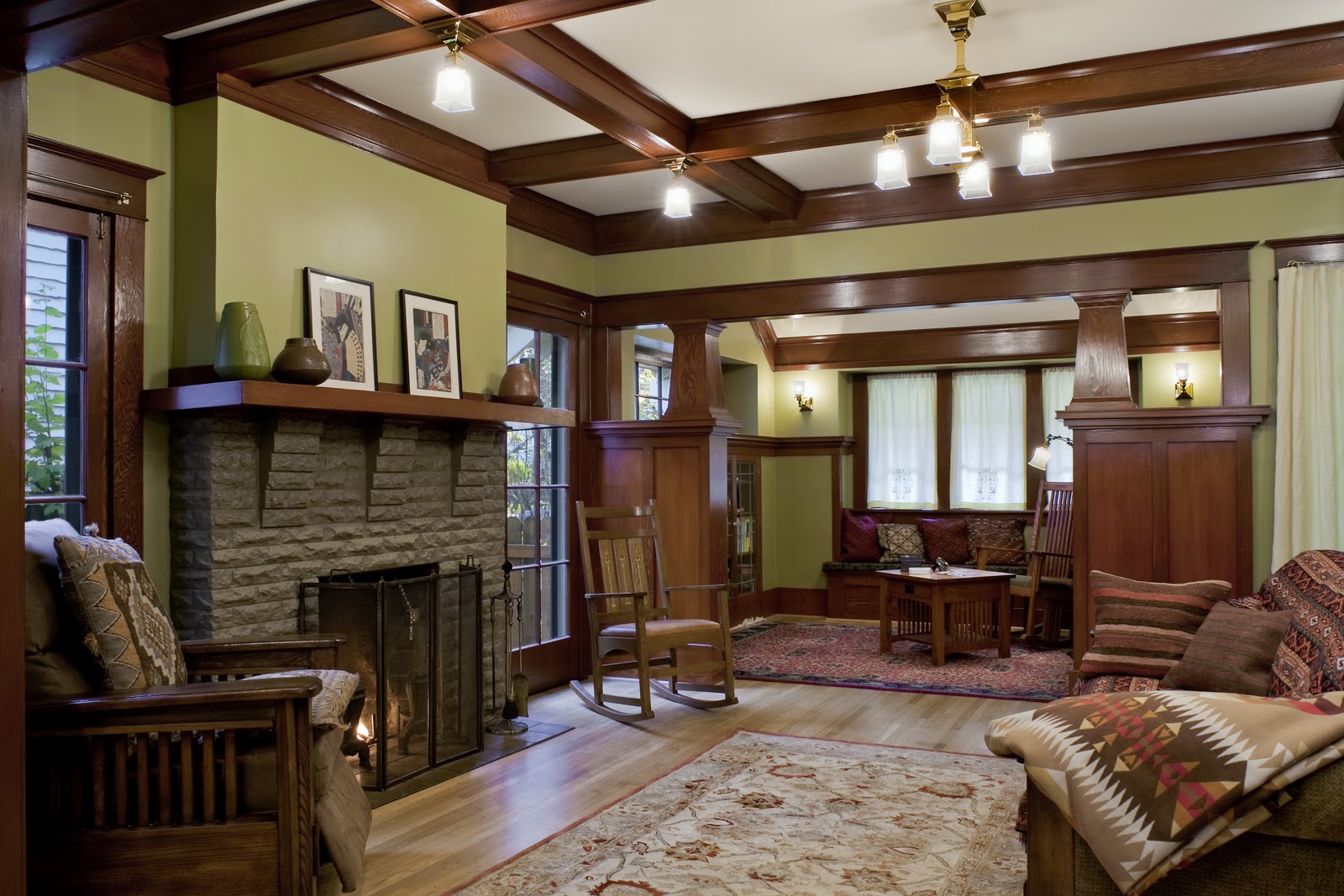 Laurelhurst 1912 Craftsman living room after Hooked on