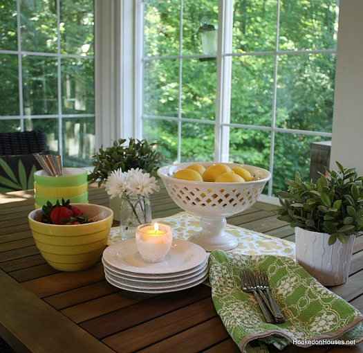 green and yellow table in sunroom 11