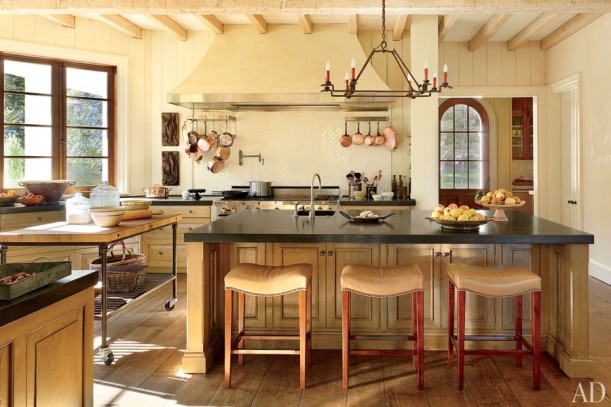 A kitchen with large island on Blackberry Farm