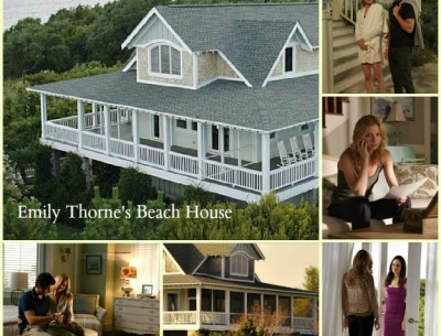collage of photos from Revenge TV show of Emily Thorne's beach house