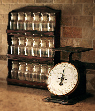 closeup of spice rack