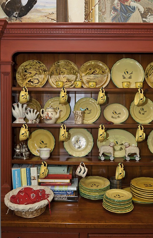 plates displayed in china cabinet