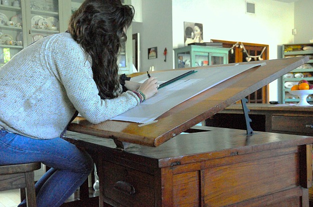 A person sitting at a desk