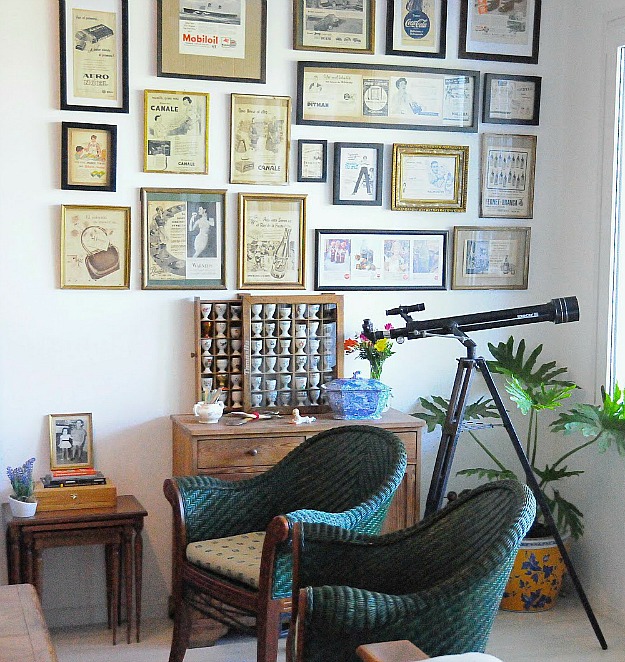 wall of framed prints