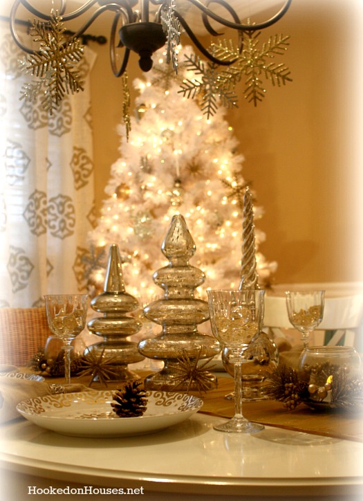 My Silver & Gold Dining Room Decorated for Christmas