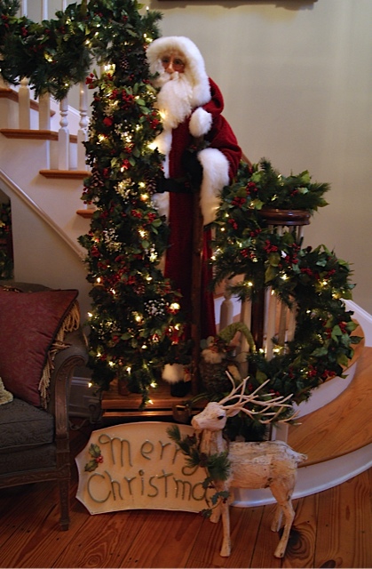 closeup of garland on staircase