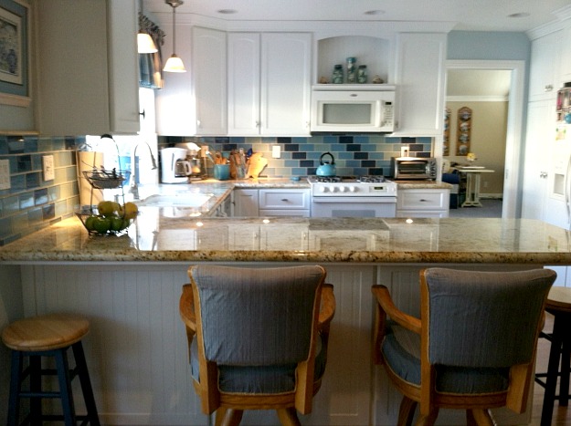 Lisa's beach-inspired kitchen blue tile