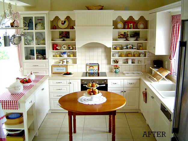 Poppy's red and white kitchen after makeover