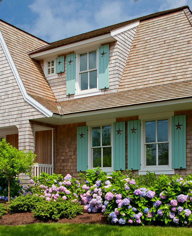 shingled house turquoise shutters Cape Cod 2