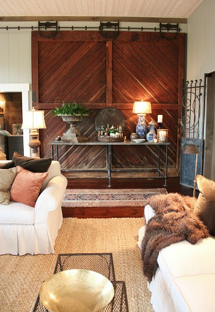 original barn door in family room