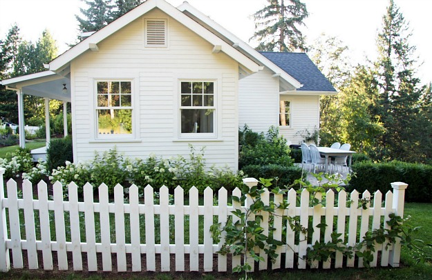 side of the farmhouse