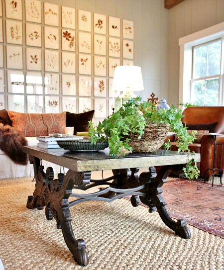 Joan's barn room with botanical prints