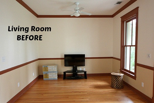 A view of a living room with a wooden floor