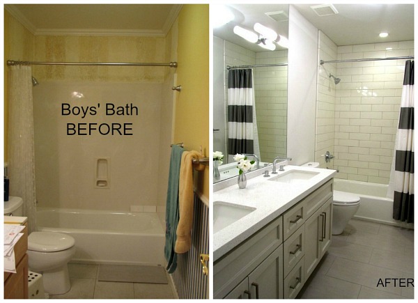 Vilija's boys bathroom before and after