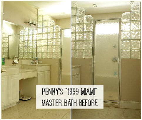 master bath with glass block before remodel